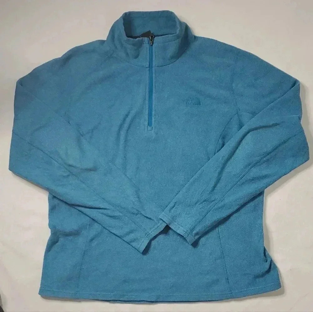 The Northface Fleece Polartec Long Sleeve Top Sz L Maya Blue 1/3 zipper Pullover